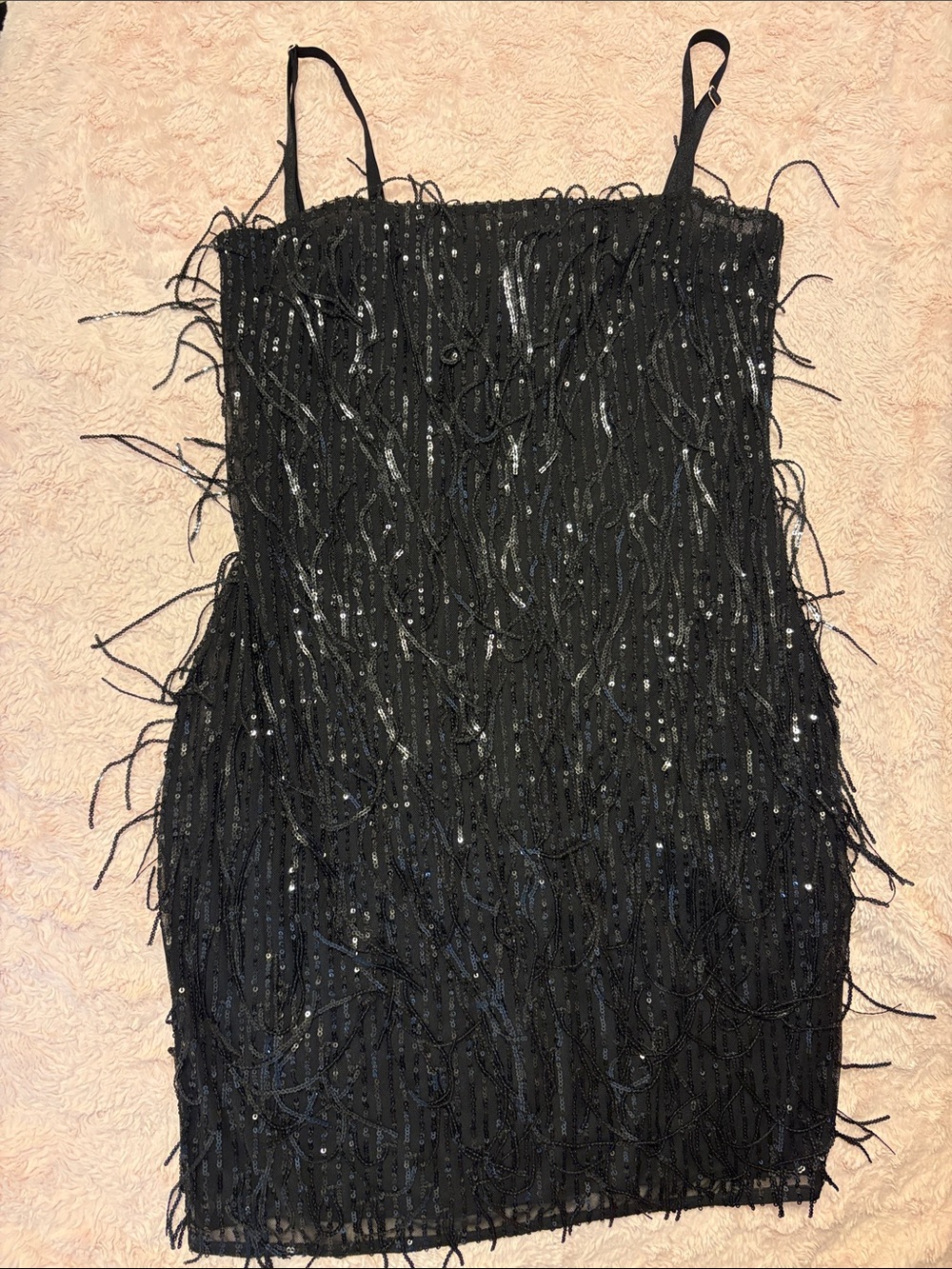 Victoria's Secret Black Sequin Fringe Mini Dress